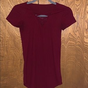 Maroon Cris cross short sleeve